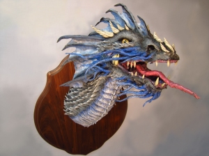 Blue Paper Mache Dragon