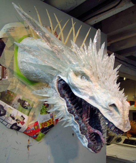 paper mache dragon - lights off