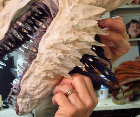 Paper mache Ice dragon -frills under neck