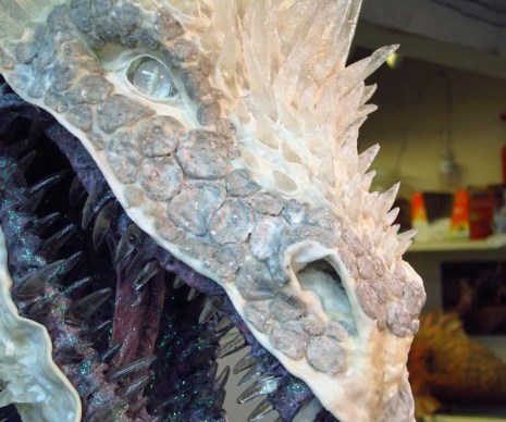 Paper mache Ice dragon -add scales on face