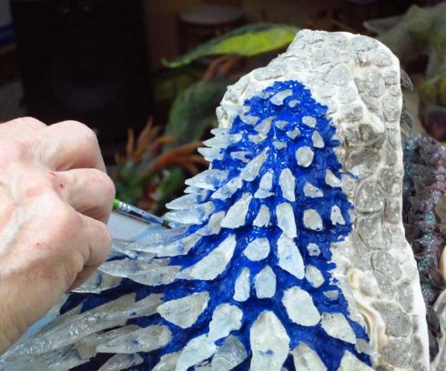 Paper Mache Ice dragon-paint between horns