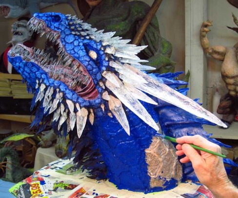 Paper Mache Ice dragon- blue