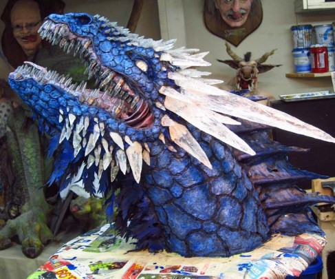 Paper Mache Ice dragon- finished paint