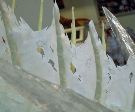 Paper mache Ice dragon -frills on top of neck